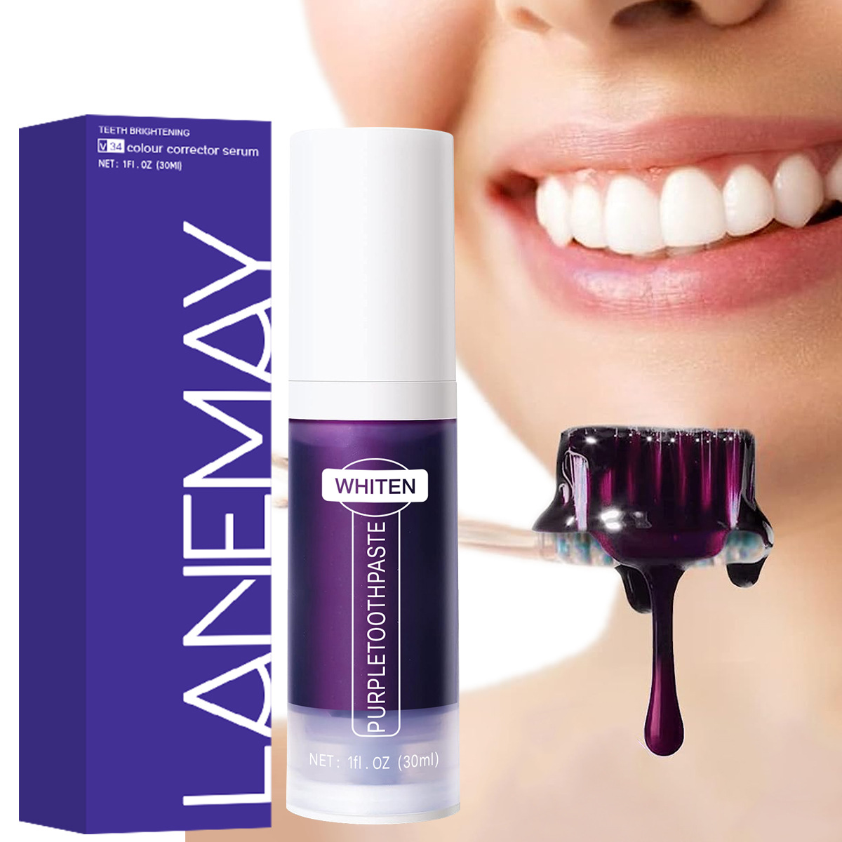 Teeth Whitening Crest - Фиолетовая зубная паста-корректор цвета V34 -